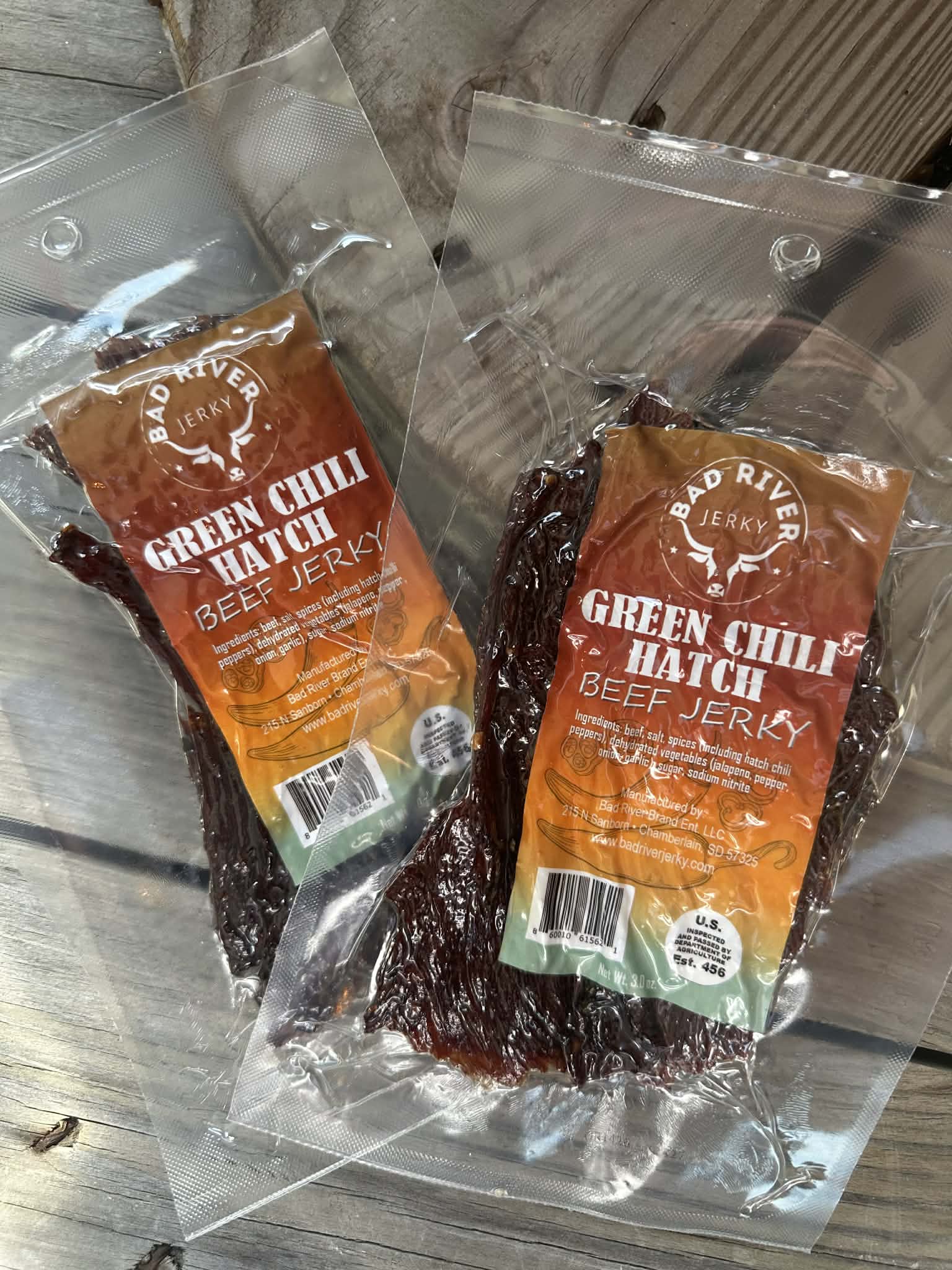Hatch green chile beef jerky pieces – savory roasted chile flavor beef snack