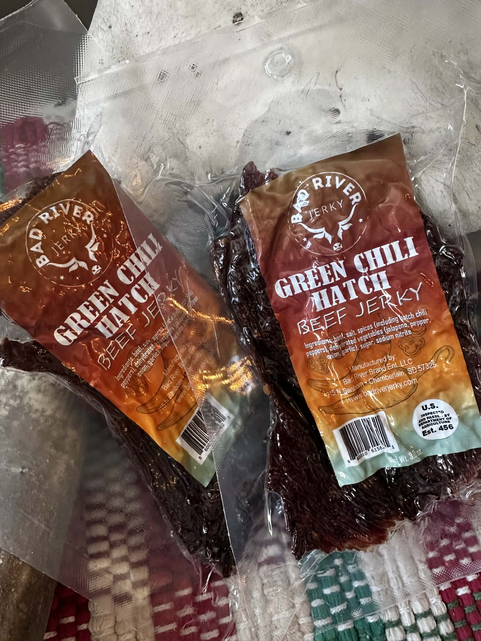 Hatch green chile beef jerky pieces – packaged small-batch jerky product