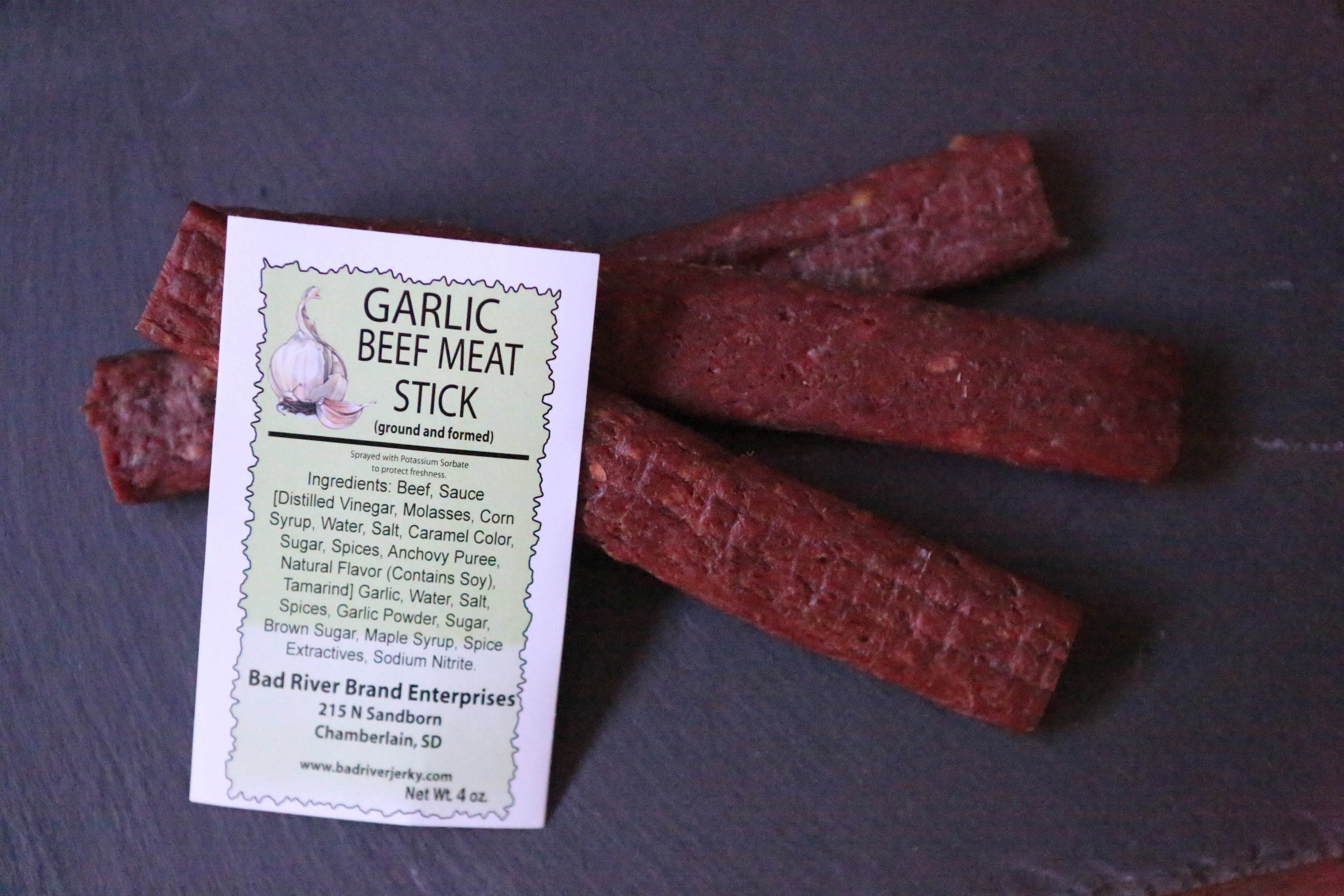 Garlic beef meat sticks – savory high-protein skinless snack